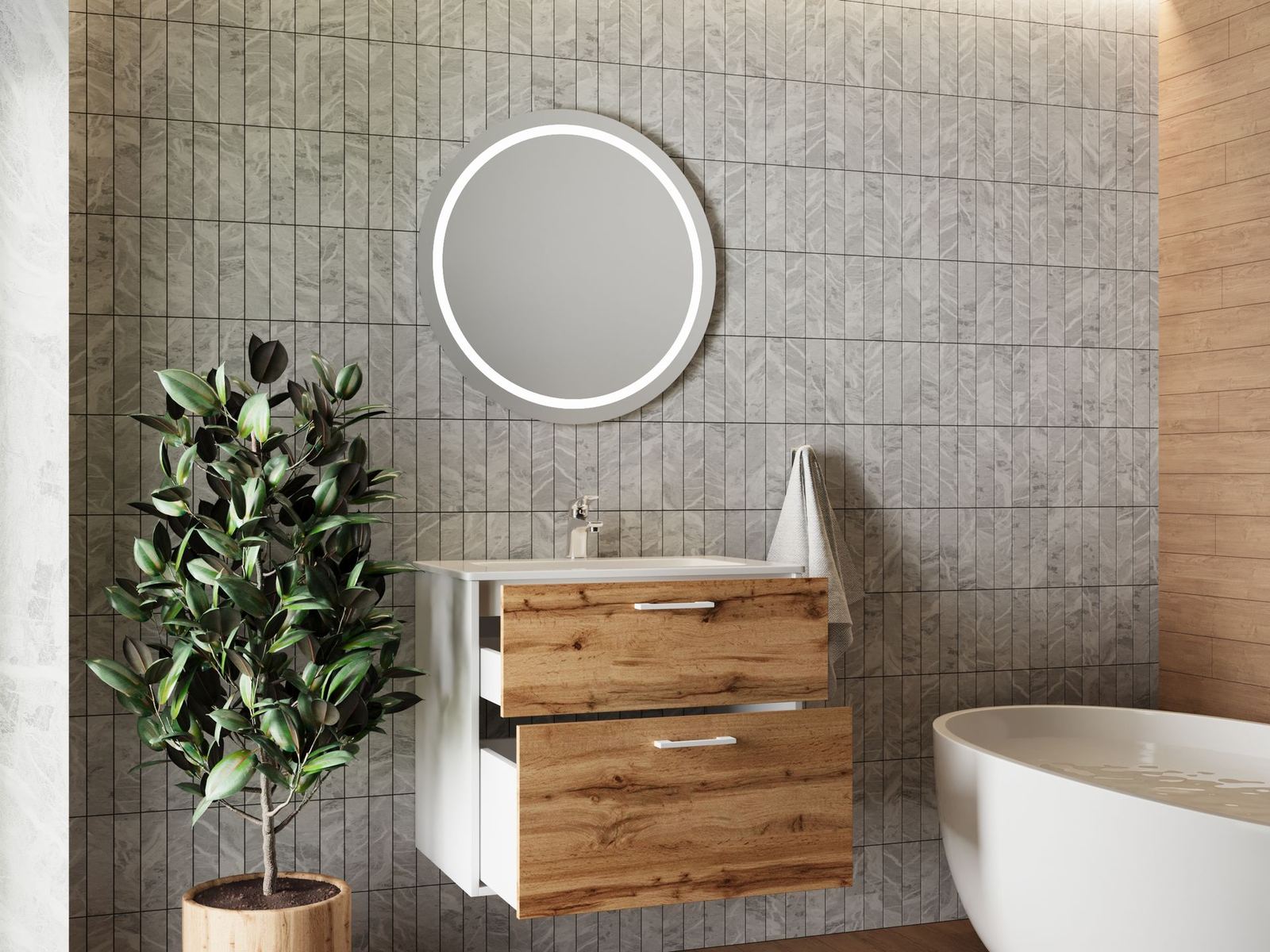 Sedef 100 Wood-Veneer Wall-Hung Cabinet